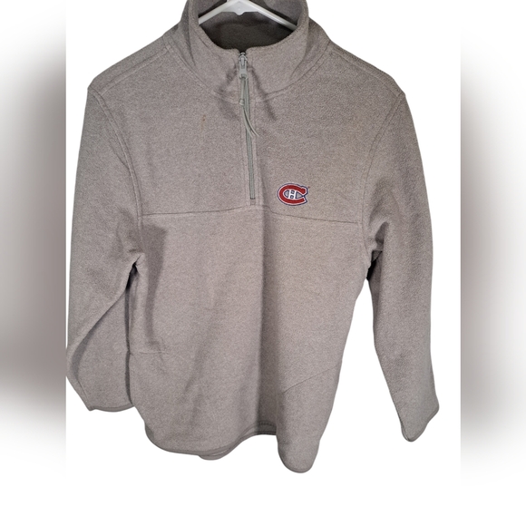 Antigua Grey Fleece Canadians Sweater with 1/4 Zip Size Large - Picture 1 of 7